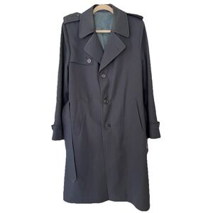 Vintage Cumberland Made In Canada Lined Navy Blue Men's Trench Coat Size‎ 40R